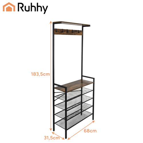 Ruhhy Standing Coat Rack with Shoe Shelves 189cm 27035 (0)