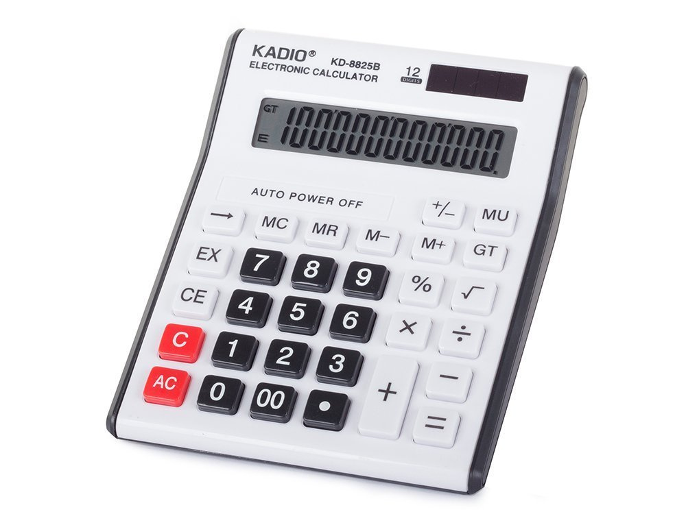 Desk Calculator with Large 12-Digit Display for Office and School Use, White (0)