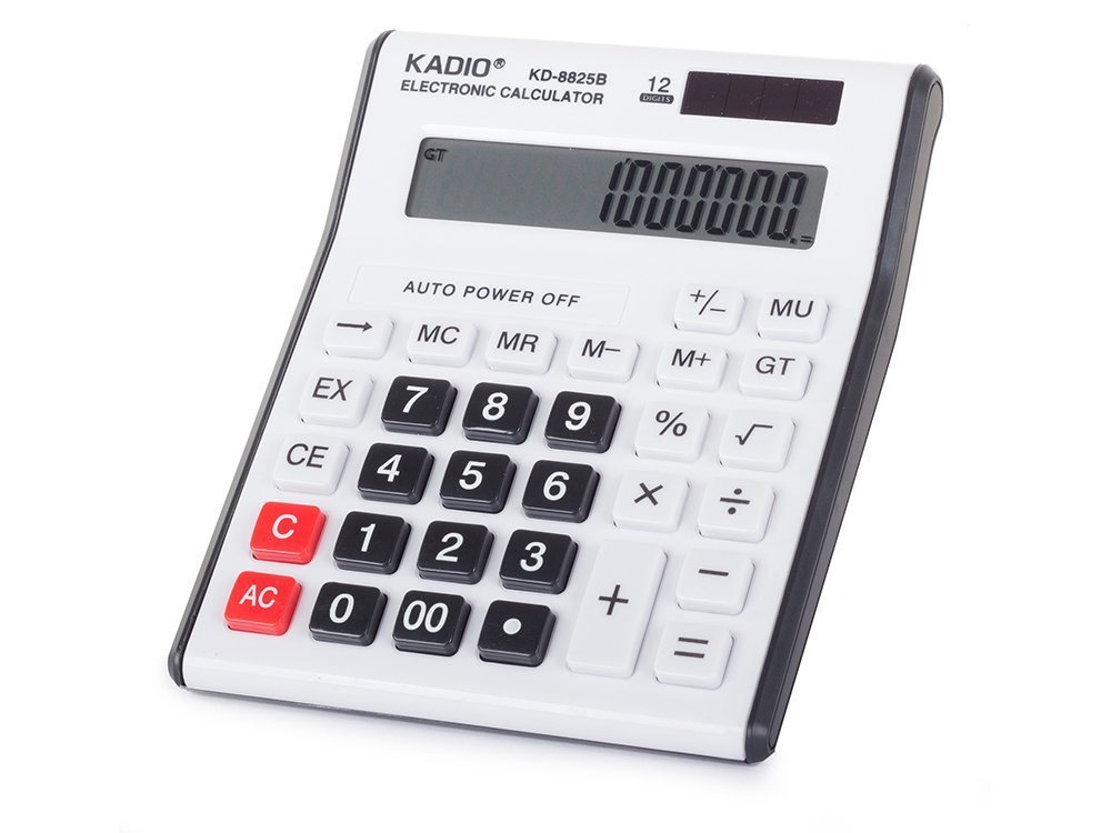 Desk Calculator with Large 12-Digit Display for Office and School Use, White (1)