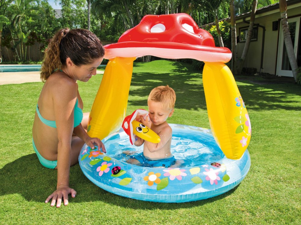 INTEX Mushroom Inflatable Kids Paddling Pool with Canopy 102 x 89 cm 57114 (0)