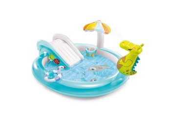 Inflatable kids pool with slide and play center, 201x170 cm, INTEX 57165