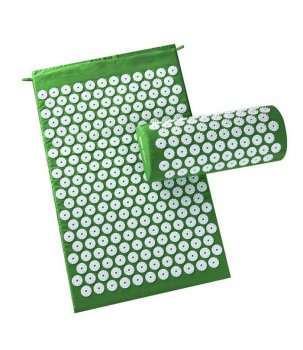 Acupressure Massage Mat + Pillow (65x 40cm, Green)