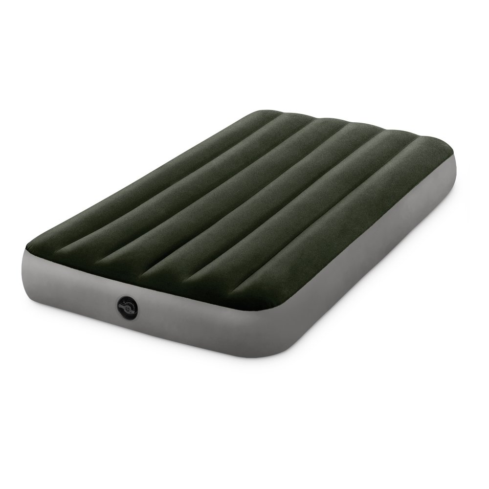 Intex 64170 Single Air Mattress, Velour, Camping, 191x99x25 cm, grey/green (0)