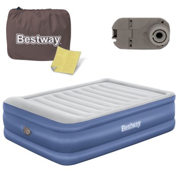 Bestway Queen Air Mattress 67690 with Built-in Pump, Inflatable Bed 203x152x61 cm