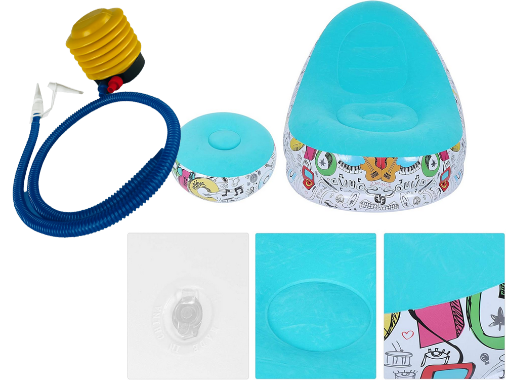 Comfortable Inflatable Armchair with Footrest and Pump, Blow Up Lounger for Home & Garden (3)