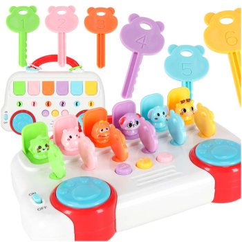 Musical Educational Toy Bus with Pop-Up Animals and Keys