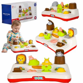 Pop Up Animal Toy for Toddlers, Interactive Educational Toy with Lights and Sound