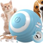 Interactive Cat Toy Ball, USB Rechargeable Automatic Rolling Pet Toy with LED