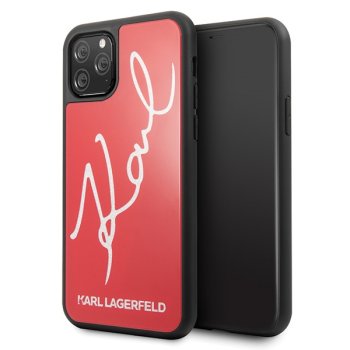 Apple iPhone 11 Pro Max 6.5" Karl Lagerfeld Signature Glitter Case Cover (KLHCN65DLKSRE), Red