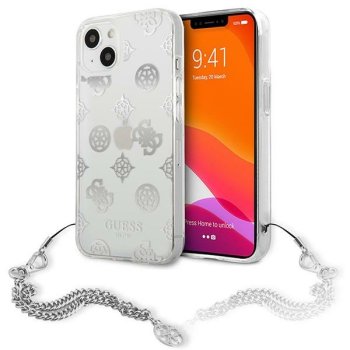 Apple iPhone 13 mini 5.4'' Guess Peony Chain Collection Case Cover (GUHCP13SKPESI), Silver
