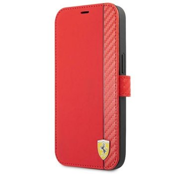 Ferrari iPhone 13 mini Wallet Case On Track Carbon Stripe, Red