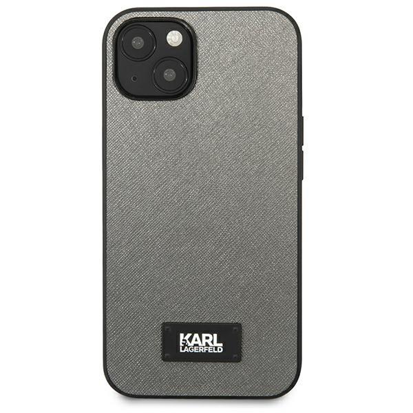 Apple iPhone 13 mini 5.4" Karl Lagerfeld Saffiano Plaque Case Cover (KLHCP13SSFMP2DG), Silver (1)