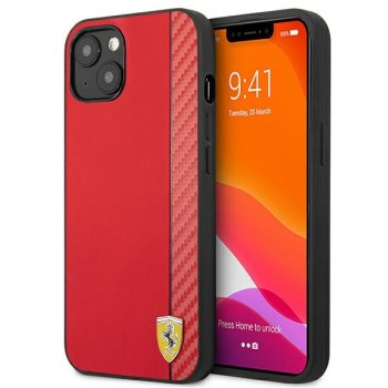 Ferrari iPhone 13 mini Case On Track Carbon Stripe, Red