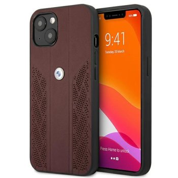 BMW iPhone 13 mini Case Leather Curve Perforate, Red