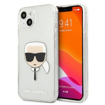 Apple iPhone 13 mini 5,4" Karl Lagerfeld Glitter Karl Head Case Cover (KLHCP13SKHTUGLS), Silver
