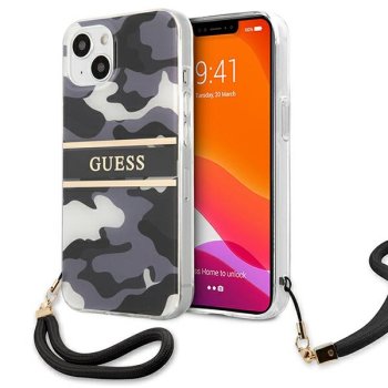 Apple iPhone 13 mini 5.4'' Guess Camo Strap Collection Case Cover (GUHCP13SKCABBK), Black