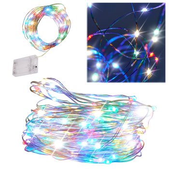 RGB Christmas Wire Fairy Lights 100 LED Battery Operated, 10 m, Multicolor