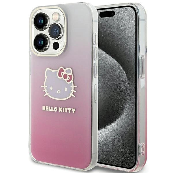 Apple iPhone 13 / 13 Pro 6.1'' Hello Kitty IML Gradient Electrop Kitty Head Cover Case, Pink