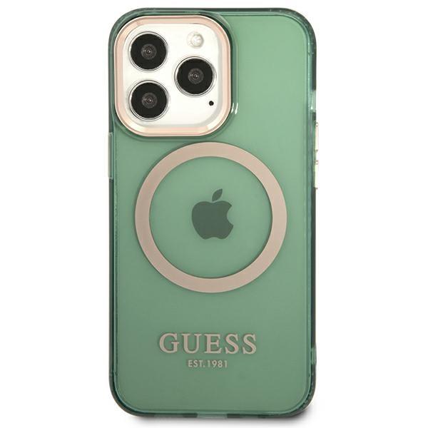 Apple iPhone 13 Pro 6.1'' Guess Gold Outline Translucent MagSafe Case Cover (GUHMP13LHTCMA), Green (1)