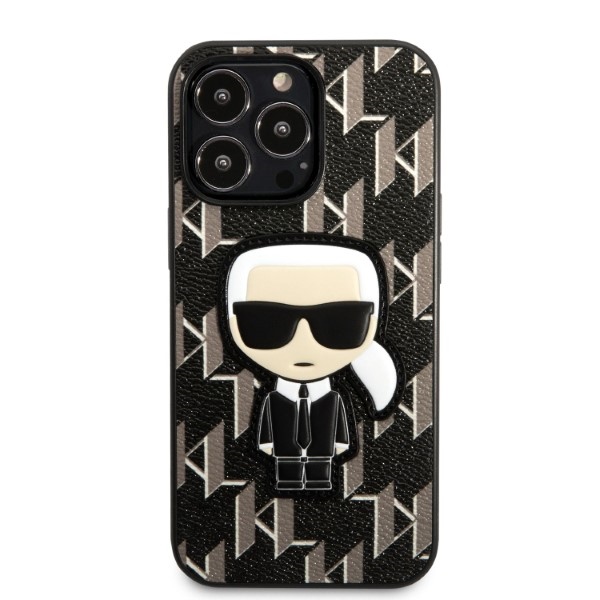 Apple iPhone 13 Pro 6.1" Karl Lagerfeld Monogram Ikonik Patch Case Cover (KLHCP13LPMNIKBK), Black (1)