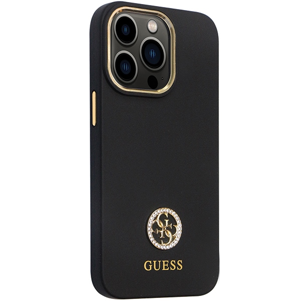 Apple iPhone 13 Pro 6.1'' Guess Silicone Logo Strass 4G Case Cover (GUHCP13LM4DGPK), Black (2)