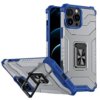Apple iPhone 13 Pro Max 6.7'' Crystal Ring Case Tough Rugged Cover, Blue