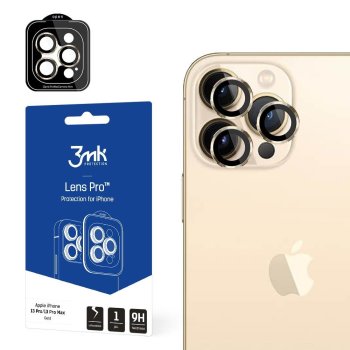 Apple iPhone 13 Pro /13 Pro Max 3MK Pro Lens Full Camera Tempered Glass, Gold