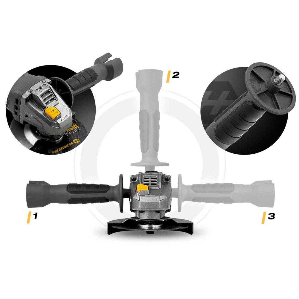 Angle Grinder 1200W Variable Speed 125mm 10 Discs Humberg Hm-411 (3)
