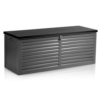 Plonos Garden Storage Box 390L Outdoor Deck Box for Cushions, Black-Grey