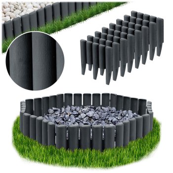 Garden Edging Plonos 7.2 ft No-Dig Landscape Border PL-961, grey