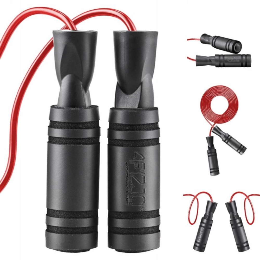 4FIZJO Basic Speed Jump Rope with Anti-Slip Foam Handles for Boxing & Fitness, Red