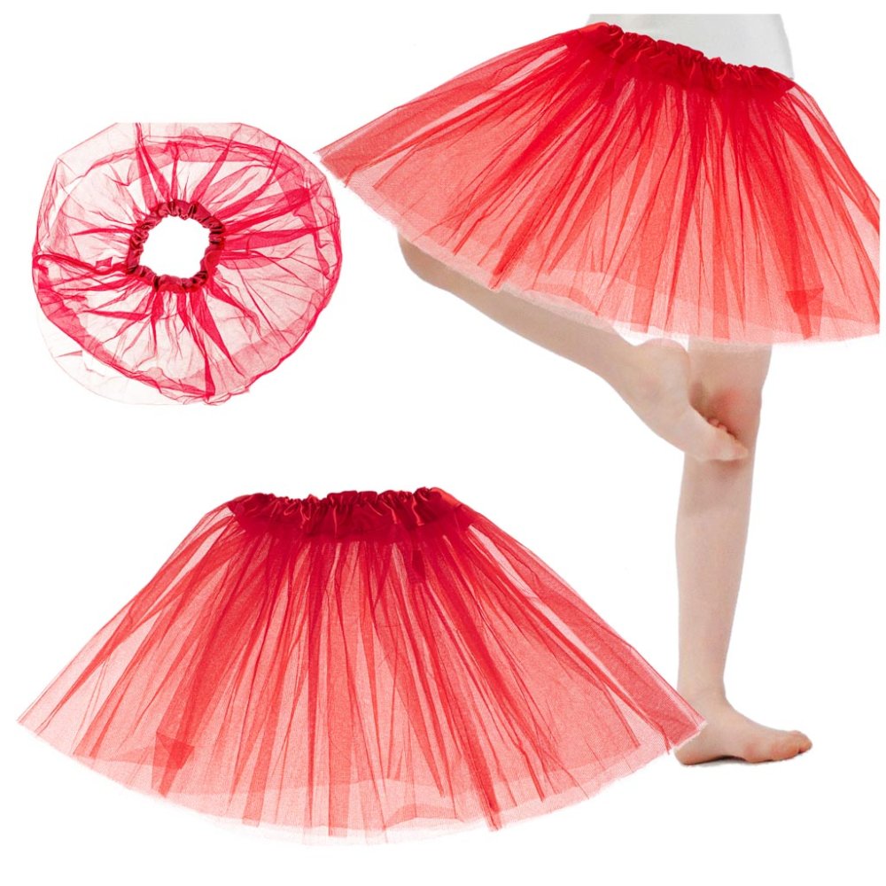 Girls Tulle Tutu Skirt for Carnival & Ballet Costume, Red (0)