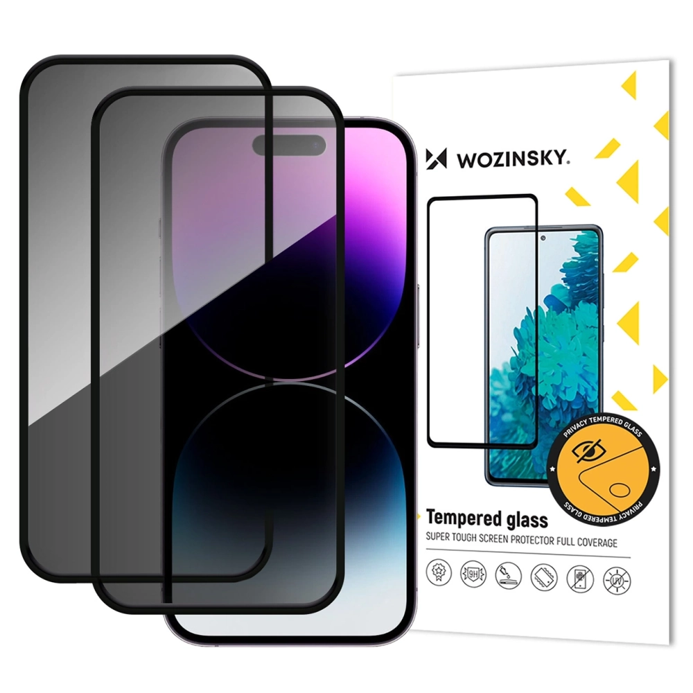 Wozinsky Privacy Glass tempered glass iPhone 17 / 16 Pro, set of 2