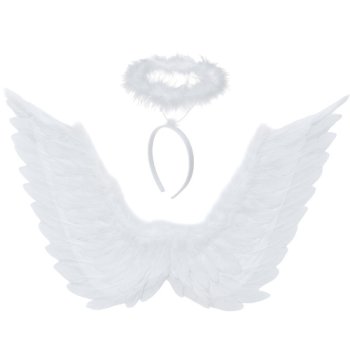 Angel Wings and Halo Set Ruhhy 26481 for Costumes, 70 x 45 cm, white