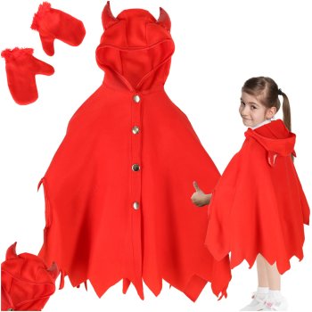 Kids Devil Costume Fancy Dress Outfit with Cape Size S 100-110 cm