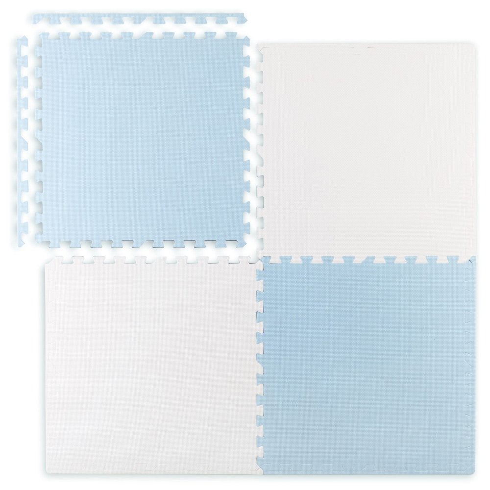 Large foam play mat puzzle Ricokids, 60x60 cm, 4 pcs, blue white (0)