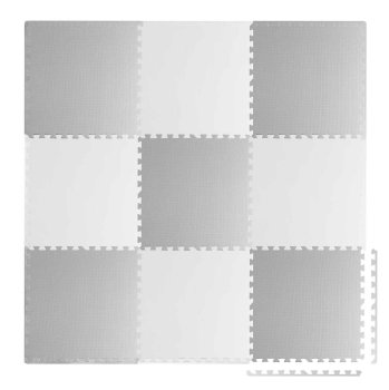 Large foam puzzle play mat for kids Ricokids 180x180cm, 9 pcs, white grey