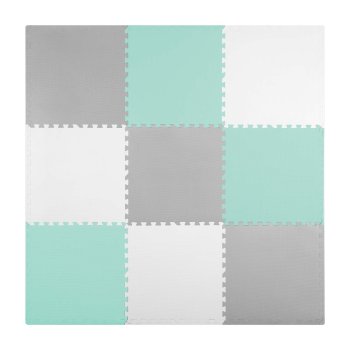 Ricokids Large Foam Puzzle Play Mat 180x180cm, 9 Tiles, Grey and Turquoise