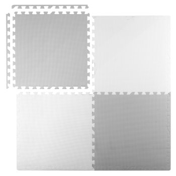 Large foam play mat puzzle Ricokids, 60x60 cm, 4 pcs, white and grey