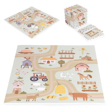 Large Foam Puzzle Play Mat for Kids Farm Theme 90.5x90.5 cm 21-Piece ECOTOYS