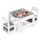 ECOTOYS Kids Table and 2 Chair Set with Chalkboard Top & Storage ZKC-1A