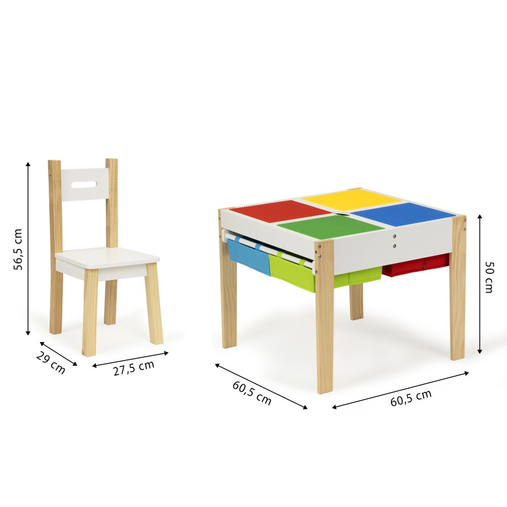 Wooden Kids Table and 2 Chair Set with Storage ECOTOYS (3)