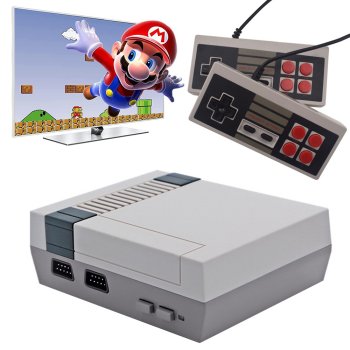 Retro TV game console with 620 classic games and 2 controllers, grey