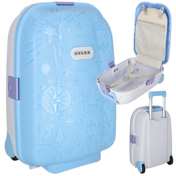 Kids Travel Luggage Carry Bag Ride On Suitcase Trolley, Blue