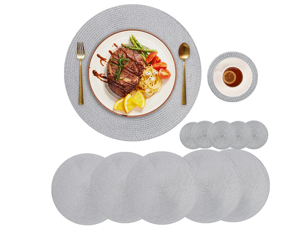 Round Woven Table Placemat, Gray, Ø 38 cm, 1 Pc (0)
