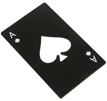 Ace of Spades Bottle Opener, Credit Card Size Wallet Tool, Black