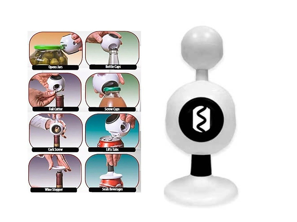 Universal Jar and Bottle Opener with Corkscrew (Assorted Colors) (0)