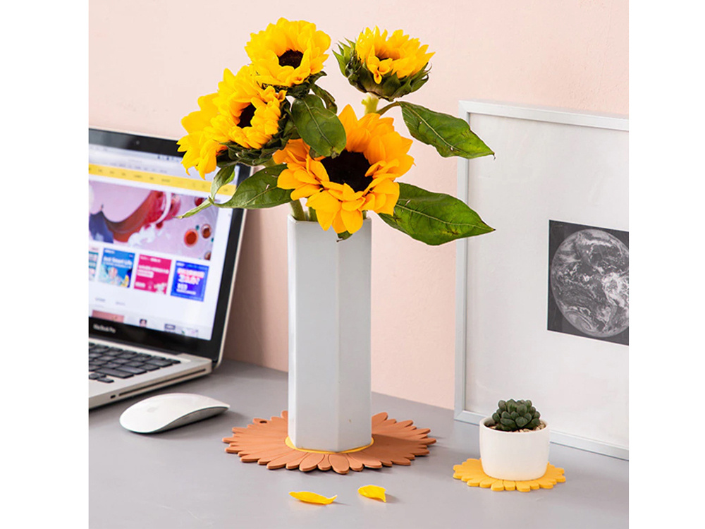 Silicone Placemat under Mugs Frying Pans Pots Vases, Sunflower (7)