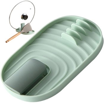 Spatula Spoon Rest Kitchen Utensils Drainer, Green