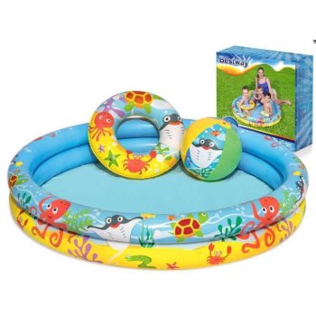 BESTWAY 51124 Inflatable Kid's Pool with Swimming Ring and Ball